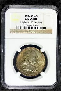 1957 D �t�����N���� �V���o�[ �n�[�t�_���[ NGC �F�� MS 65 FBLHIGHLAND �R���N�V���� QQ