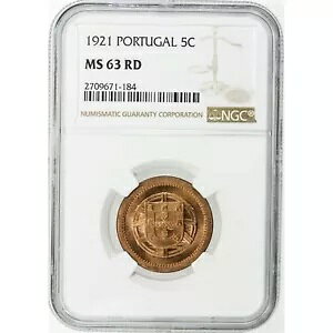 |gKA5 CENTAVOS 1921 - NGC MS 63 RD (SL)AA