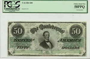 1862 T-50 $50 ��R CSA PCGS �ʉ� AU58 PPQ CC