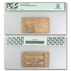 1760 3 ポンド ニュージャージー 60/4/12 F-15 (Fr#NJ-140) らしい