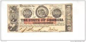 ~bWr---W[WAB $100.00 (1863) ! GA-CR-6D-UNL---PCGS 63 UNC.(CB8)