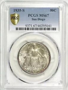 1935-S �T���f�B�G�S�L�O�V���o�[ �n�[�t�_���[ 50c - PCGS MS67 - �J���[�g�[�j���O