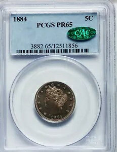 1884 �v���[�t ���o�e�B V �j�b�P�� CAC �X�e�b�J�[ PCGS PR65 �����ȕ�΁A�f���炵���ڂ̖���