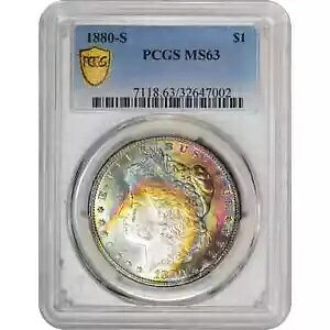 1880 S ���[�K�� �V���o�[ �_���[ PCGS MS-63 �����X�^�[ �J���[ �g�[�j���O