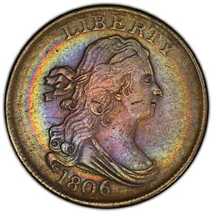 1806 1/2 �Z���g PCGS �{���̃N���[�j���O�ς� - XF �f�B�e�[�� ���C���{�[�J���[ �X���[�� 6�A�X�`�[���Ȃ�