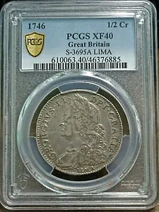1746�N �C���O�����h �W���[�W1�� �n�[�t�N���E�� 2�V�����O6�y���X PCGS XF40 S 3695A LIMA