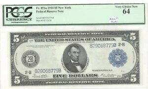 1914 �N $5 �A�M�������� PCGS MS 64 FR 851A