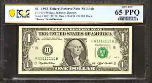 1993 �N�A�M�������x���� FR.1919H �o�C�i�� �V���A�� #1111 PCGS GEM 65 PPQ (111B)