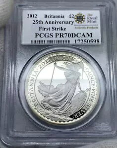 イギリス 2012 シルバー プルーフ ?2 ポンド ブリタニア PCGS PR70DCAM FS 25th Ann