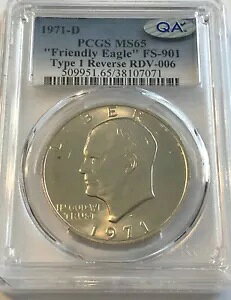 1971-D �A�C�[���n���[ �h�� �t�����h���[ �C�[�O�� PCGS MS65 QA FS-901 �^�C�v 1 Rev. RDV-006