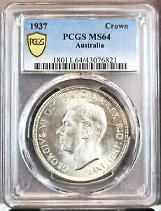 1937 �I�[�X�g�����A �V���o�[ �N���E�� �W���[�W 6 ���Պ��� PCGS MS 64 ������ BU