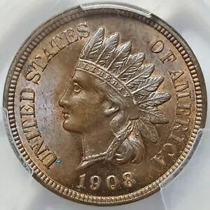 �č� 1908 �C���f�B�A�� �w�b�h �Z���g - 1c - PCGS MS65RB Snow-6 RPD GEM-BU!!!