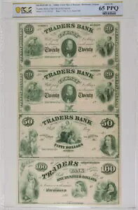 1860 �N��̃m�[�J�b�g �V�[�g $20/20/50/100�A���ʉ� 65 PPQ �g���[�_�[ �o���N�A�o�[�W�j�A�B