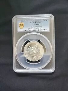 メキシコ 2 オンザ リベルタ独立天使 MS69 PCGS 銀貨 2004