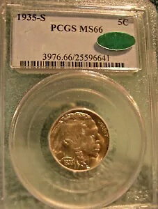 1935-S �o�b�t�@���[ �j�b�P�� - CAC GEM PCGS MS 66 SHINY �V�����Q���T���Ă���o�t