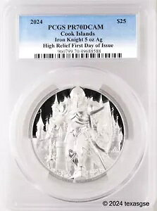 2024 �N�b�N���� �V���o�[ 5 �I���X $25 �A�C�A�� �i�C�g PCGS PR70 �������s