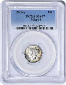 1945-S マーキュリー シルバー ダイム マイクロ S MS67 PCGS