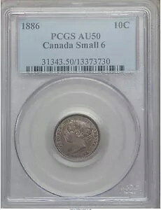 1886 SMALL 6 Ten Cents PCGS AU-50 Beauty High Grade SCARCE Victoria $1,000�B�_�C��