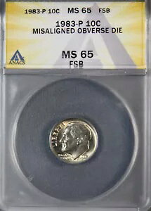 1983-P ROOSEVELT DIME ANACS MS65 FSB �ǂ̃O���[�h�ł����݂��邱�Ƃ��m���Ă���̂� 13 �̂� FB