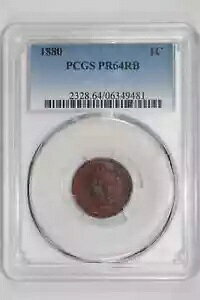1880 プルーフ インディアン ヘッド セント PCGS PR64 RB レインボー トーン!