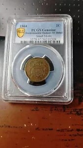 1864 小さなモットー 2 セント ピース 2C PCGS AU 詳細 環境被害 4656