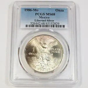 1986 Mo PCGS MS68 |���L�V�R - �g�[���h 1 �I���X �V���o�[ ���x���^ - Un Onza �R�C�� #43011A