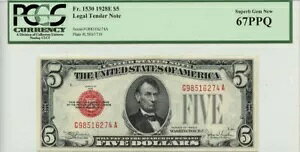 1928E $5 �@��ʉ� FR#1530 PCGS �f���炵����� 67 PPQ
