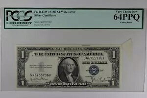 �_���l1613W 1935D $1 PCGS CU 64PPQ ���C�h �G���[ �V���o�[�ؖ����̐ؒf�G���[