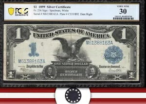 1899 $1 �V���o�[�ؖ����u�u���b�N �C�[�O���v���� PCGS 30 Fr 236 88163�B