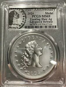 2024 Silver Flowing Hair AG 230th PCGS MS69 AhoXg [X