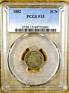 1882 PCGS F15 3 �Z���g �j�b�P��
