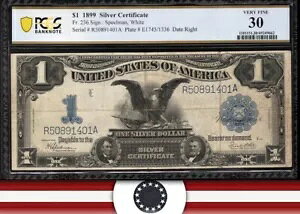 1899 $1 �V���o�[�ؖ����u�u���b�N �C�[�O���v���� PCGS 30 Fr 236 91401