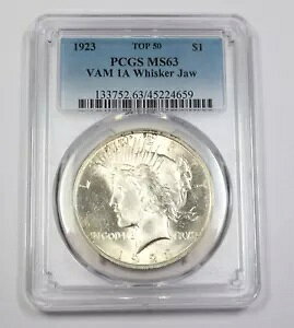 1923 P PCGS MS63 �g�b�v 50 | VAM 1A �E�B�X�J�[ �W���[ �V���o�[ �s�[�X �_���[ - 1 �h�� �č� #39811A