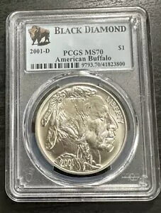 2001-D �A�����J�� �o�b�t�@���[ PCGS MS70 �u���A �u���b�N �_�C�������h�v ���ɒႢ�|�b�v & �~���g