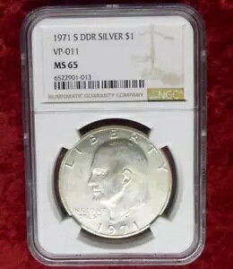 1971 S NGC MS 65 VP-011 DDR �A�C�[���n���[ �V���o�[ �_���[�A�^�t�ȃ��[�|�b�v �o���G�e�B