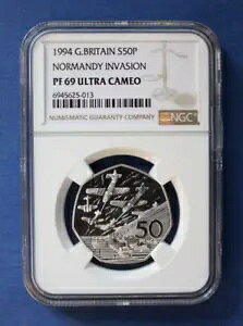 1994 �V���o�[ �v���[�t 50 �y���X �R�C���uD-Day Anniversary�vNGC �O���[�h PF69 �E���g�� �J���I