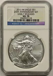 2011 Silver Eagle $1 MS 70 NGC ���������[�X 25 ���N�L�O�Z�b�g