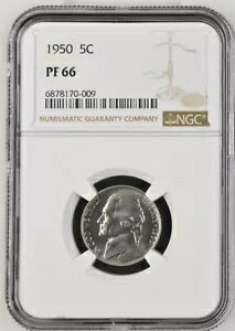 NGC PF66 �ɂ��O���[�f�B���O���ꂽ 1950 PROOF Jefferson �j�b�P��