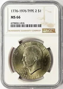 1776-1976 AC[n[ 1 h NGC MS66 ^Cv 2