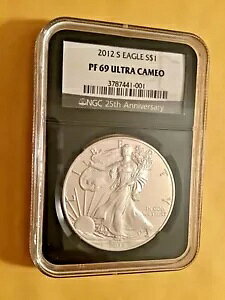 2012 S プルーフ シルバー イーグル NGC PF 69 ウルトラ カメオ ブラック コア