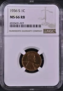 1936-S 1C RB J[ EB[g 1 Zg NGC MS66RB 6553431-027
