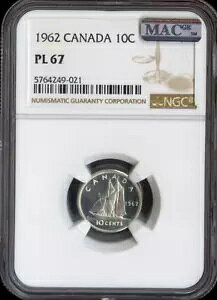 1962 �J�i�_ �V���o�[ 10 �Z���g 10C NGC PL67 MAC - �i��