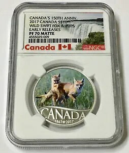 2017 �J�i�_ 150 ���̃��C���h �X�E�B�t�g �t�H�b�N�X & �p�v�X 1/2 �I���X �}�b�g �V���o�[ NGC PF70