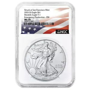 2021 (S) $1 �A�����J�� �V���o�[ �C�[�O�� NGC MS70 �ً}���Y FDI �t���O ���x��