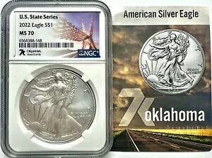2022 �I�N���z�} US �X�e�[�g �V���[�Y 1oz �A�����J�� ?? �V���o�[ �C�[�O�� $1 NGC MS70 7k