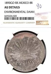 1890 Go RR Mexico 8 Reales NGC AU �ڍ׊���Q #6-020