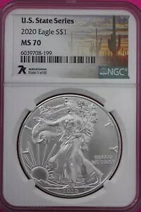 2020 MS 70 �A�����J�� �V���o�[ �C�[�O�� �A���]�i �X�e�[�g �V���[�Y NGC �F��O���[�h 512