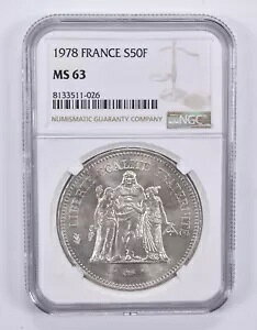 1978 �t�����X 50 �t���� �V���o�[ MS63 NGC �u���E�����x��