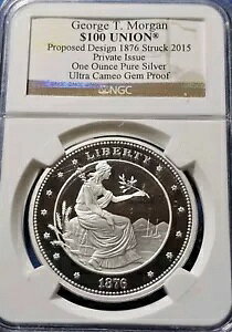W[W T [K $100 UNION ăfUC 1876 Struck 2014 1oz Ag NGC WF v[t