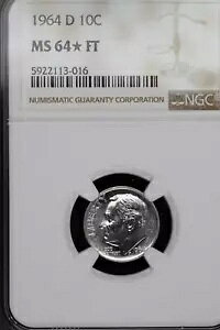 1964 D ���[�Y�x���g �_�C�� NGC MS64*FT �X�^�[ �Z�~ PL �v���[�t ���C�N *DoubleJCoins* 9100-80
